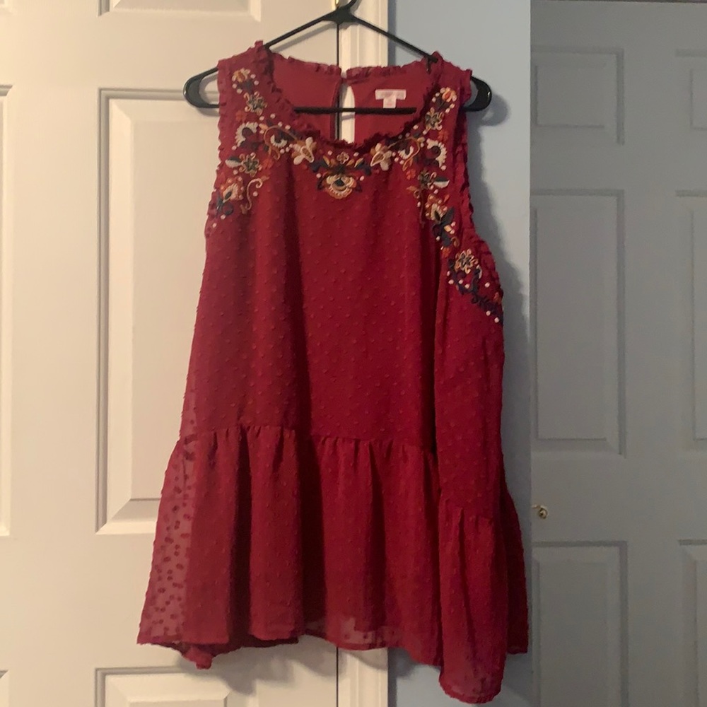 3X Raspberry Blouse with Neckline Detailing (Xhilaration/Target)
